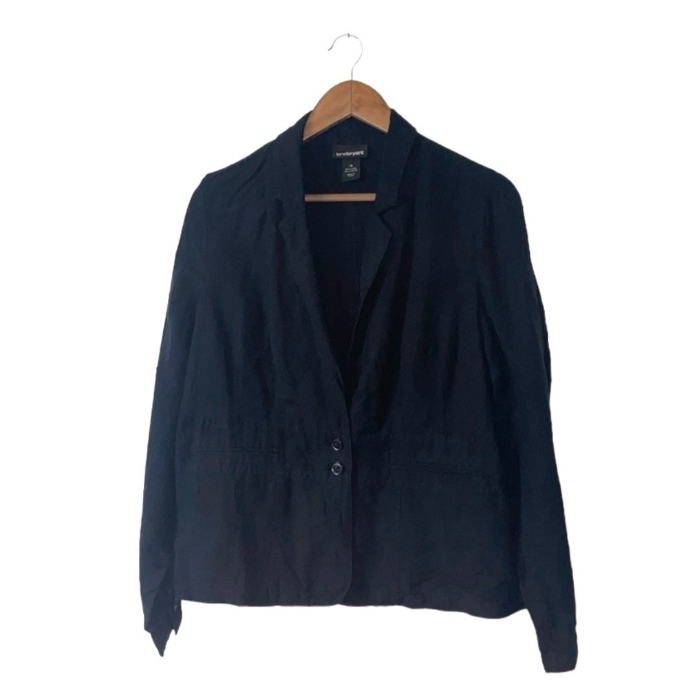 Lane Bryant Black Linen Rayon Blazer Jacket Lightweight Button Size Woman’s 18